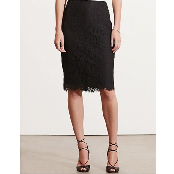 NWOT LAUREN Ralph Lauren lace pencil midi skirt size 4 - Picture 2 of 9